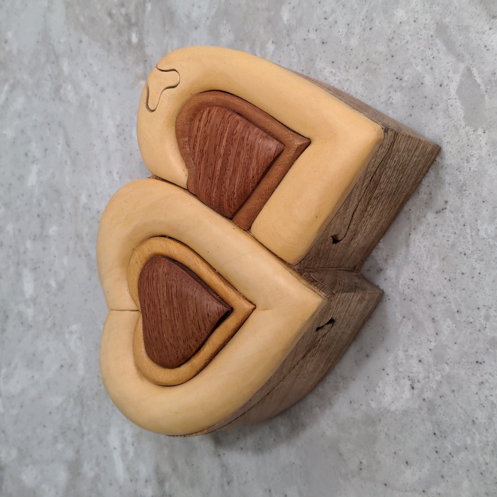 Vintage Heart Shaped Puzzle Box